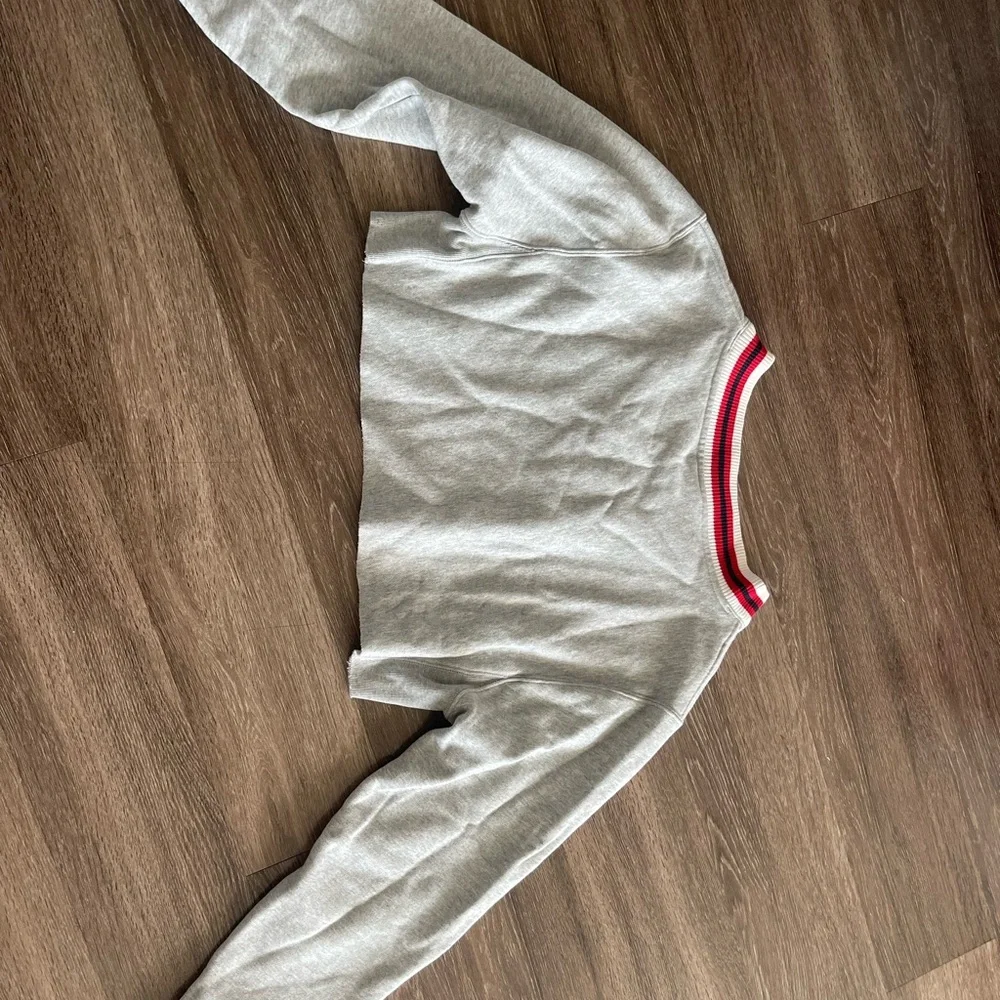 Champion cropped Gray Sweatshirt with Red and White Accents - Picture 5 of 5